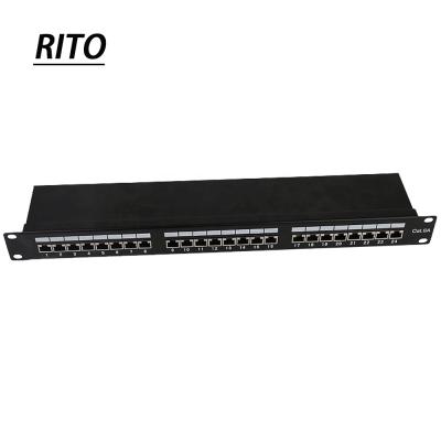 China Network cabling system cat6a STP port termination 19inch rack wall mount patch panel 24 dual 110 IDC for sale