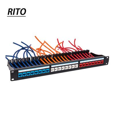 China Network Cabling System 24 Port 19inch Full Loaded Network Cabinet Cat5e Cat6 Cat6a UTP Coupler Integrated Patch Panel With Cable Management Frame for sale