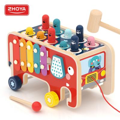 China Amazon Hot Selling High Quality 2 in Car Musical Instrument Toy Xylophone Elephant 1 Moving Wooden Toys Beat-a-mole Percussion for sale