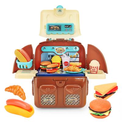 China Plastic Safety Kitchen Toys Pretend To Play Simulation Kids Kitchen Set Toy Frozen Burger And French Fries For Girls for sale