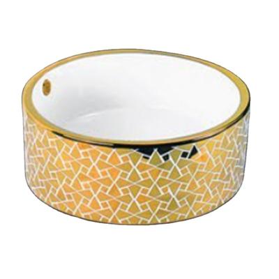 China Other Hand Wash Basin Bathroom Luxury Golden Ceramic Gold Plated Wash Sink for sale