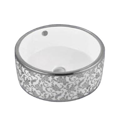 China Other Ceramic Bathroom Design Luxury Toilet Over Counter Art Silvery Basin for sale