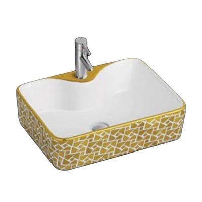 China Other Bathroom Ceramic Luxury Gold Color Plating Wash Basin for sale