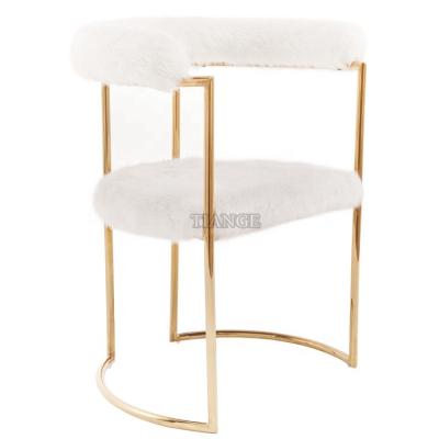 China Modern Scandinavian Modern Design Living Room Furniture Gold Contemporary Legs Upholstered White Sheepskin Chair for sale