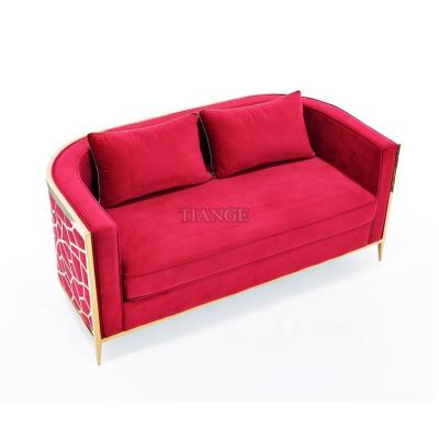 China Classic Modern Luxury Italian Fabric Contemporary Design Chrome Chesterfield Living Room Gold Curved Velvet Sofa for sale