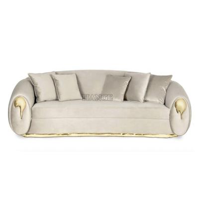 China Modern Contemporary Velvet Furniture 3 Seater Luxury White Sun Sofa Design for sale