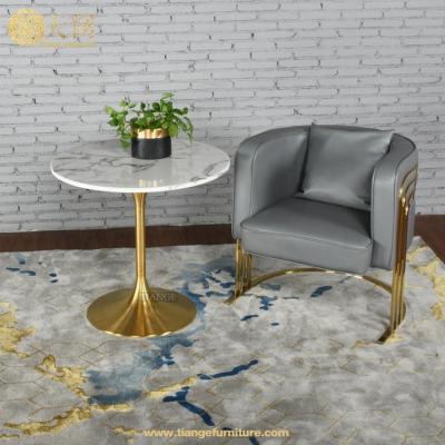 China Fascinating Dining Table Gold Finish Stainless Steel Tulip Base Marble Luxury Dining Table Style Restaurant Cafe for sale