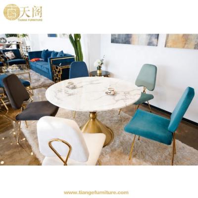 China Dining Table Jonathan Adler Marble Top Stainless Steel Base Caracas Dining Table for sale