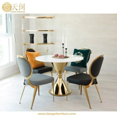 China Jonathan Adler Dining Table Living Room Furniture Chrome Gold Stainless Steel Base Caracas Round Dining Table for sale