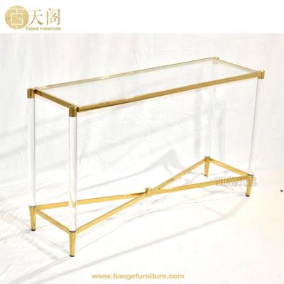 China Luxury Copper Metal Furniture Rectangular Console Table Design Existential Mirrored Console Table for sale