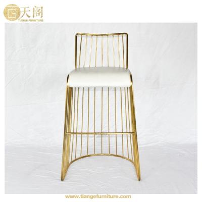 China Bar Stool Hashleich Bride's Veil Stainless Steel Gold Wire Bar Stool With Cushion for sale