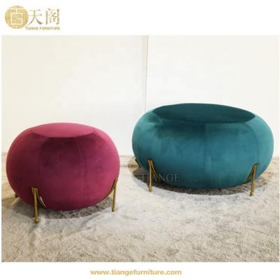 China Modern Design Modern Design Chrome Gold Geo Stainless Steel Velvet Italian Ottoman Stool for sale