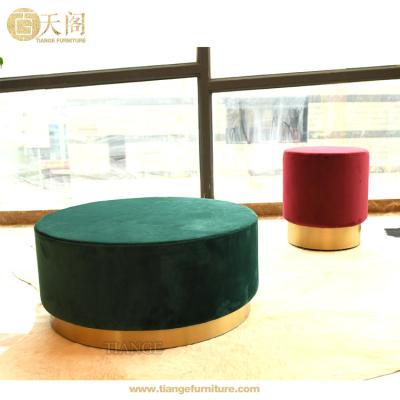 China stool home & Modern Ottoman Hotel Furniture Drum Style Brushed Pedestal Base Stool Brass Stool for sale