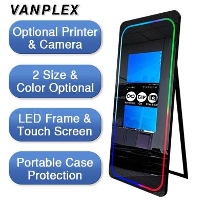 China 2022 Foldable Magic Mirror Photo Booth Mirror Selfie Photo Booth Led Frame Screen Machine Camera Printer Kiosk Case Carry 22/32