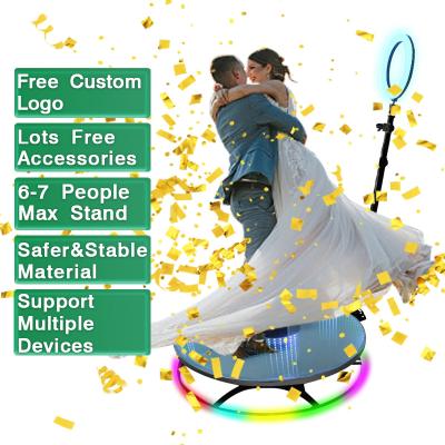 China Full-metal or solid metal + 360 photo glass magic glass booth customization mood glass free mirror led 360 photo booth 115cm 360 panoramic video booth for sale