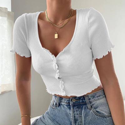 China High quality youth streetwear mujer fashion anti-pilling sexy ribbed crop pink top for sale