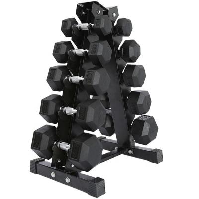 China Cast Iron Rubber Coated Hex Dumbbells for Gym Equipment Weightlifting Fitness Training for sale