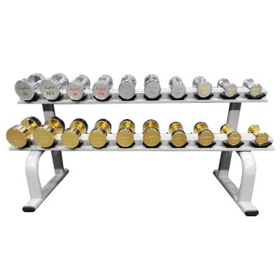 China 2.5-50kg Round Steel Mancuernas Silver Gold Chrome Dumbbell Set for Durable Weightlifting for sale