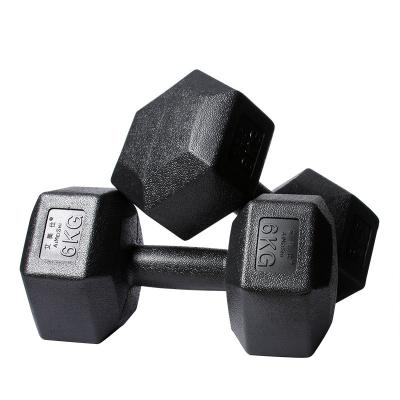 China Body Function Hexagonal Plastic Sand Filled Cement Dumbbell with Colorful Coating for sale