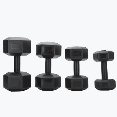 China Custom logo black cement hex dumbbell environmental protection cement dumbbells for sale