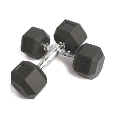 China Customized Steel Rubber Dumbbells for Free Weights Fix Rubber Steel Hex Dumbbell Set for sale