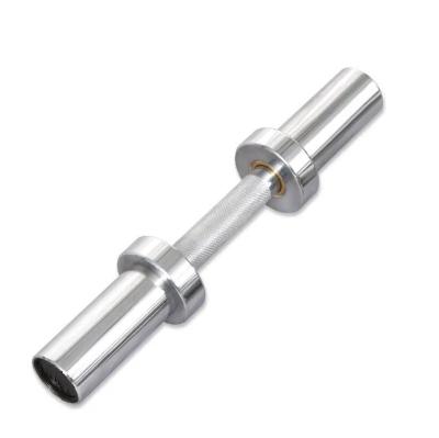 China Hot Selling Custom Logo Gym Fitness 20 Inch Chrome Plating Short Handle Barbell Bar for sale