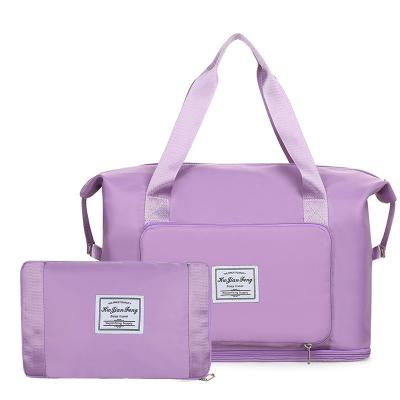 China Custom Fashion Ladies Dark Green Purple Pink Foldable Waterproof Weekender Traveling Over Night Overnight Bag For Women Duffle for sale