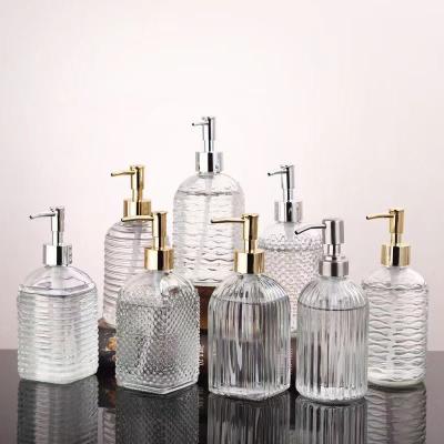 China Custom Empty Clear Glass Foam Soap Dispenser Liquid Soap Pump Dispenser Bottle Packaging For Bathroom Hand Soap Dispenser for sale