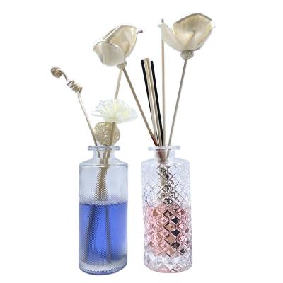 China Cosmetic Luxury Round Empty Perfume Packaging 150ml Reed Diffuser Glass Aromatherapy Aroma Clear Bottles for sale