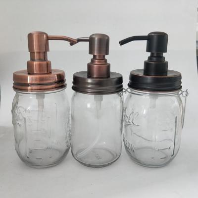 China 16oz 480ml Beverage Clear Glass Mason Jar With Metal Lid And Pump Sprayer For Shampoo for sale