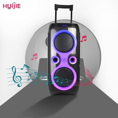 China No Running HUIJIE Karaoke Party Speaker With MIC 10inch PA Speaker Sound System Speaker Party DJ Dual Trolley Set Partybox for sale