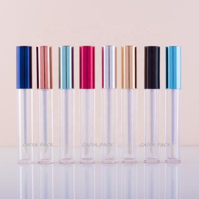 China CAIYA Makeup Cosmetic Packaging 3ML Gold Stock Aluminum Silver Plastic Round Lip Gloss Tubes Empty Lip Gloss Tubes Container Tubes for sale