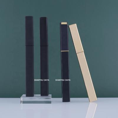 China Unique Custom Cosmetic Square 8.5ml Metallic Shiny Metallic Shiny Gold OEM Mascara Black Thin Empty Tube With Brush Eye Liner Tubes for sale