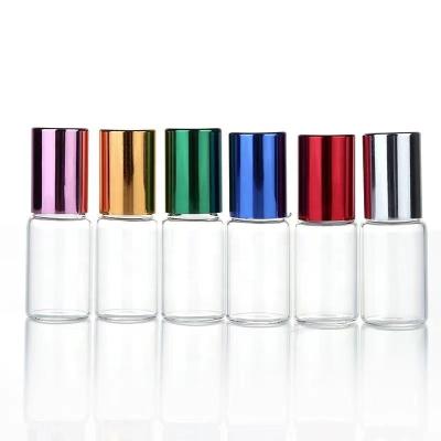 China Wholesale Mini Glass Essential Oil Bottle 5ml Perfume Cosmetic Transparent Sample Bottle Electrochemical Aluminum Cap It's easy to carry for sale