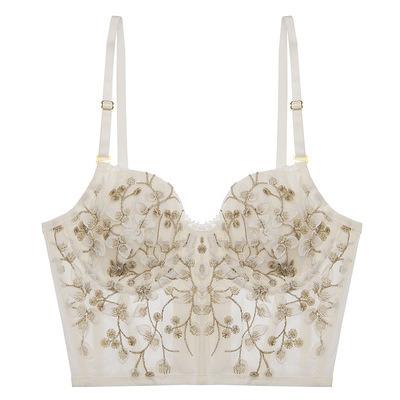 China Body Shaped Fashionable French Training Underwear Embroidered Lace And Flowers Retro Inner Bra for sale