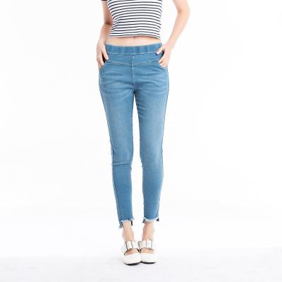 China Anti-wrinkle 2021 new ladies fashion four pockets ripped stretch fit denim pencil pants for daily or works for sale