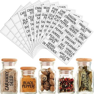 China Spice Label Spice Names and Numbers Stickers Spice Jar Label Stickers Strong Adhesive Black Water Resistant for sale