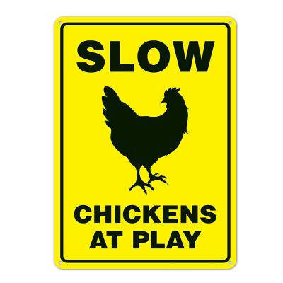 China Europe Warn Game Chicken Crossing Sign Aluminum Reflective Rust Free Aluminum-UV Protection Slow Chickens And Waterproof for sale