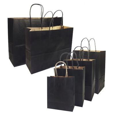 China Eco-friendly Recycled Materials Logo Printed Takeout Packaging Black Custom Paper Gift Bag With Handles for sale