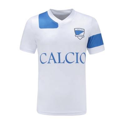 China Shirts & Custom 2022 Major Printing Blue And White Football Uniforms White Soccer Jersey For Men for sale