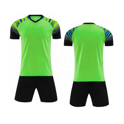 China Shirts & Custom Tops Sublimation Printing Neon Green Soccer Shirt Mens Green Soccer Uniform Set for sale