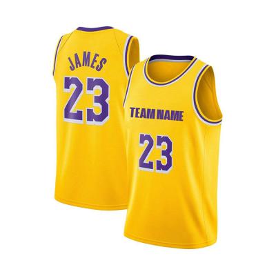 China Sublimation Yellow Color Antibacterial Basketball Tank Top And Custom Short Design Basketball Laker Jersei Laker Shirt for sale