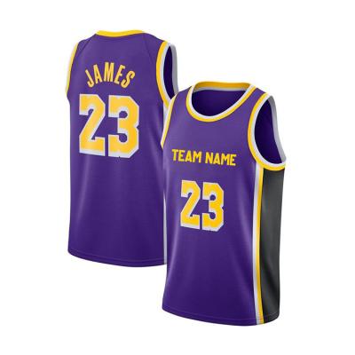 China O Neck La Laker Tank Top Antibacterial Custom Sublimation Basketball Men for sale