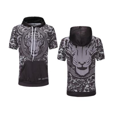 China Custom Printing Anti-wrinkle Mens Sports Hoodies Sublimation Short Sleeve Hoodie For Men for sale