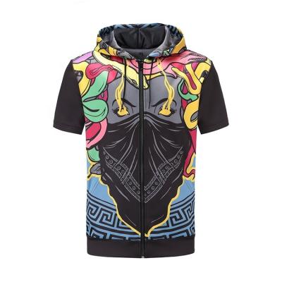 China Zipup Mens Short Sleeve Hoodie Custom Print Sports Hoodies Customized byride for sale