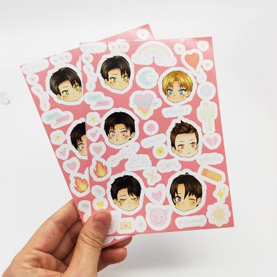 China Water& Oil Proof Custom Printed Korean Cartoon Adhesive Vinyl Idol Kiss Cup Waterproof Sticker Sheet for sale