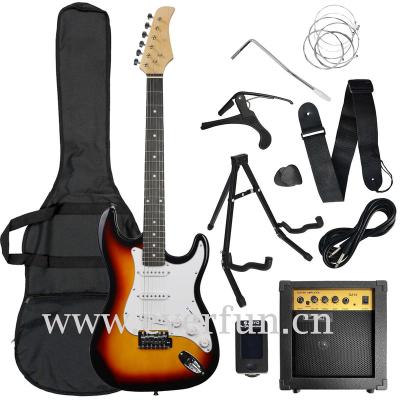 China 39Inch Kit Made Hardwood Cheap Electric Guitars In China With Guitar Amplifier for sale