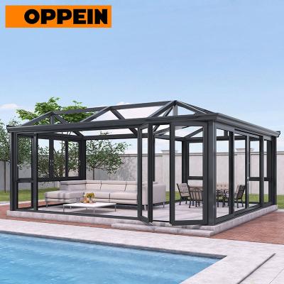 China OPPEIN Eco-friendly High-grade Aluminum Alloy Glass Solarium Eco-friendly Winter Garden for sale