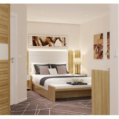 China OPPEIN Five Star Modern Hotel Furniture Good Quality Style Grain Simple Design Bedroom Light Wood Hotel Bedroom Furniture Set for sale