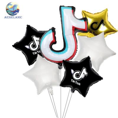 China Advertising Toy Party Decorations Black Party Balloons Banner Music Sign Foil Balloons For Girl Boy Music Karaoke Social Med for sale